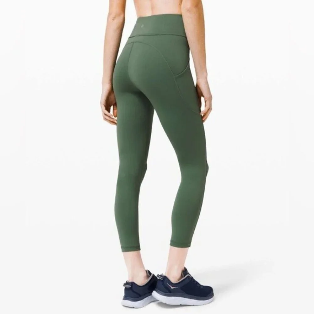 Lululemon SIZE 4 Invigorate High Rise Pocketed 25” leggings in Algae Green